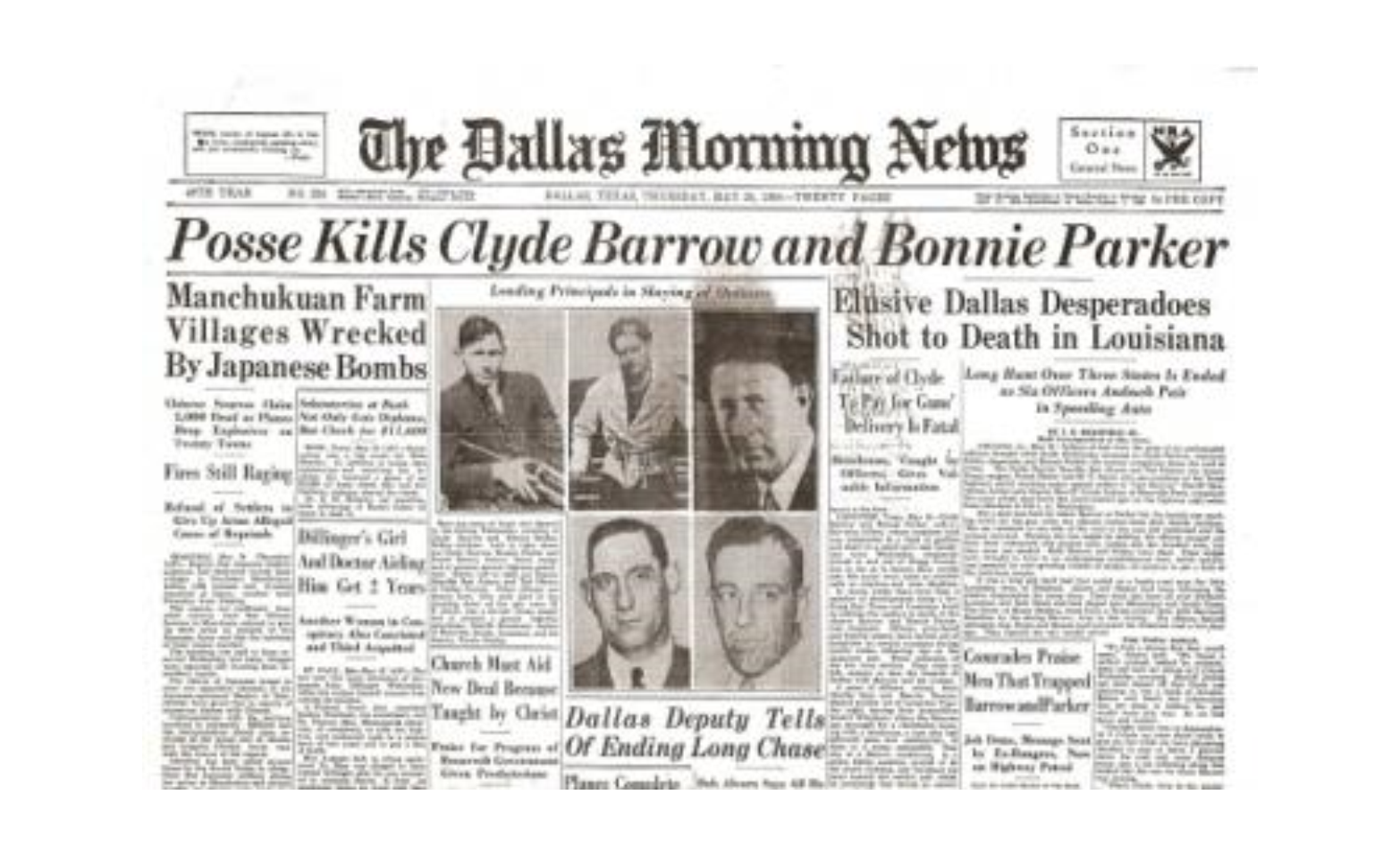 Bonnie and Clyde Newspaper